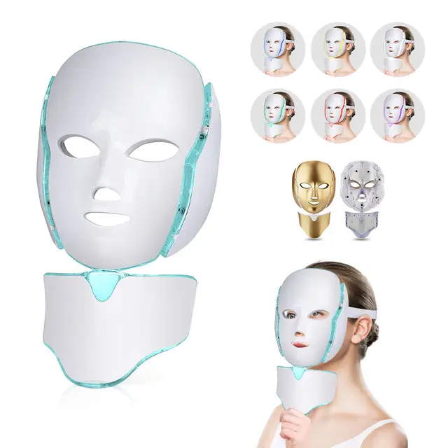 Facial 7 Color LED Mask With Neck For Skin Care