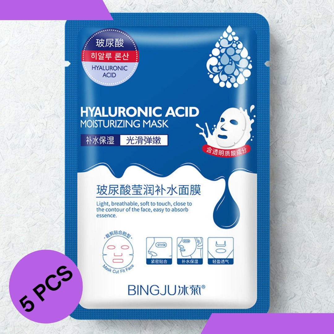 5 PCS Hyaluronic Acid Korean Moisturizing Facial Sheet Mask