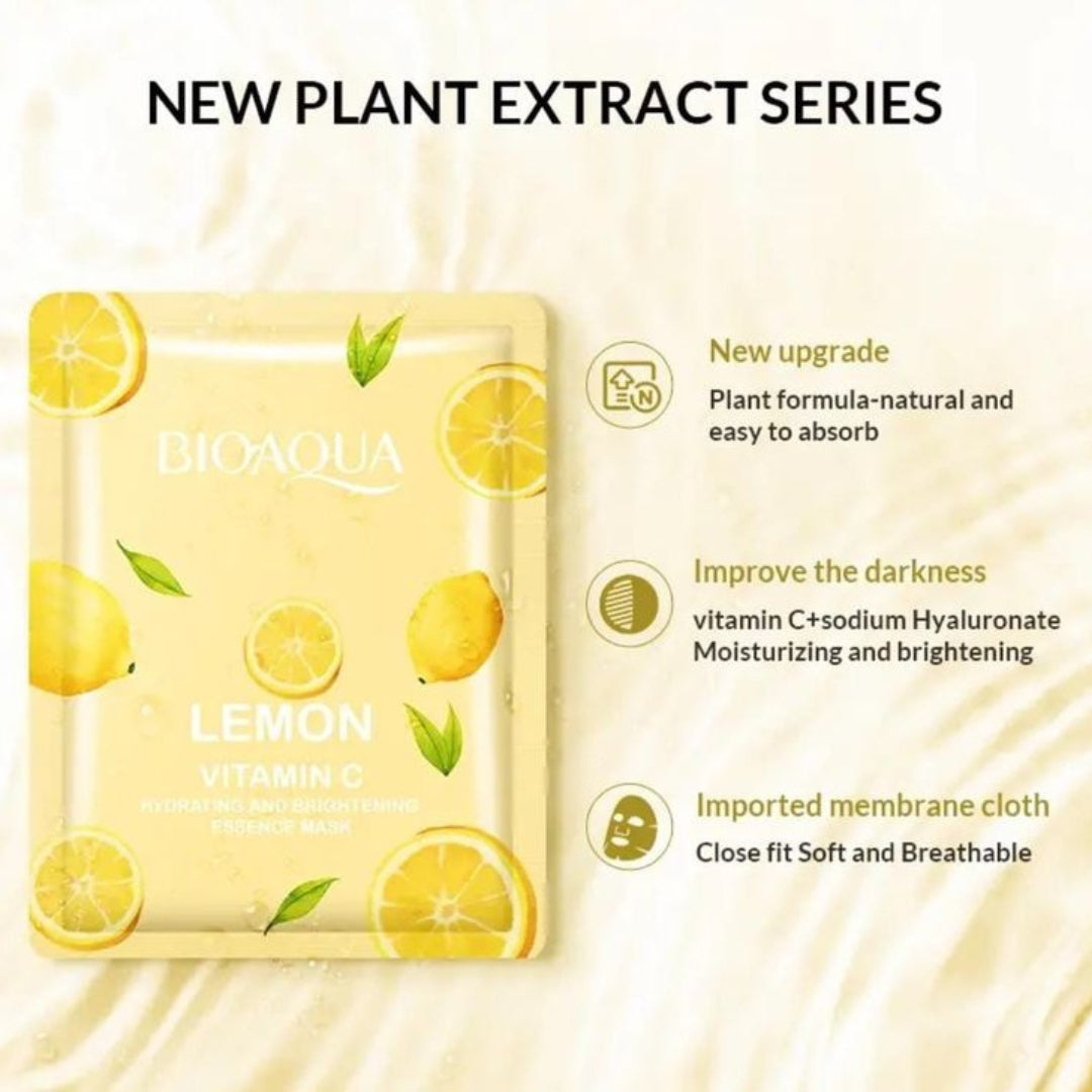 5 PCS Vitamin C Lemon Hydrating &amp; Brightening Essence Sheet Mask