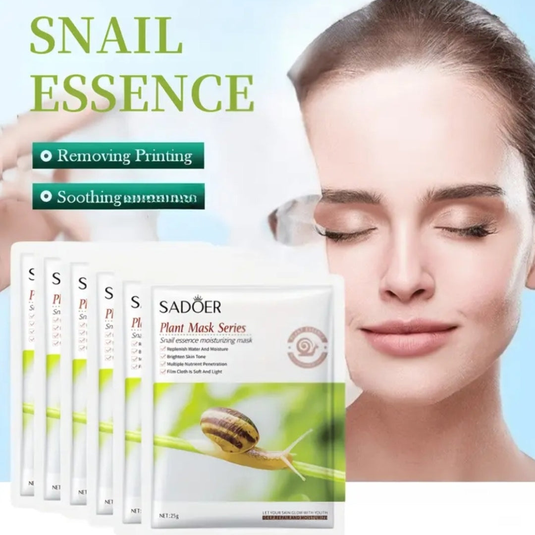 5 PCS Snail Essence Moisturizing Facial Sheet Mask