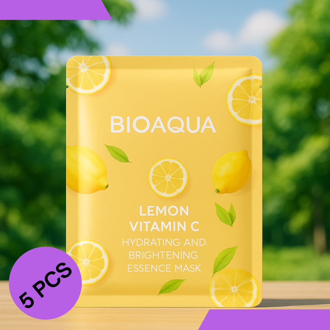 5 PCS Vitamin C Lemon Hydrating &amp; Brightening Essence Sheet Mask