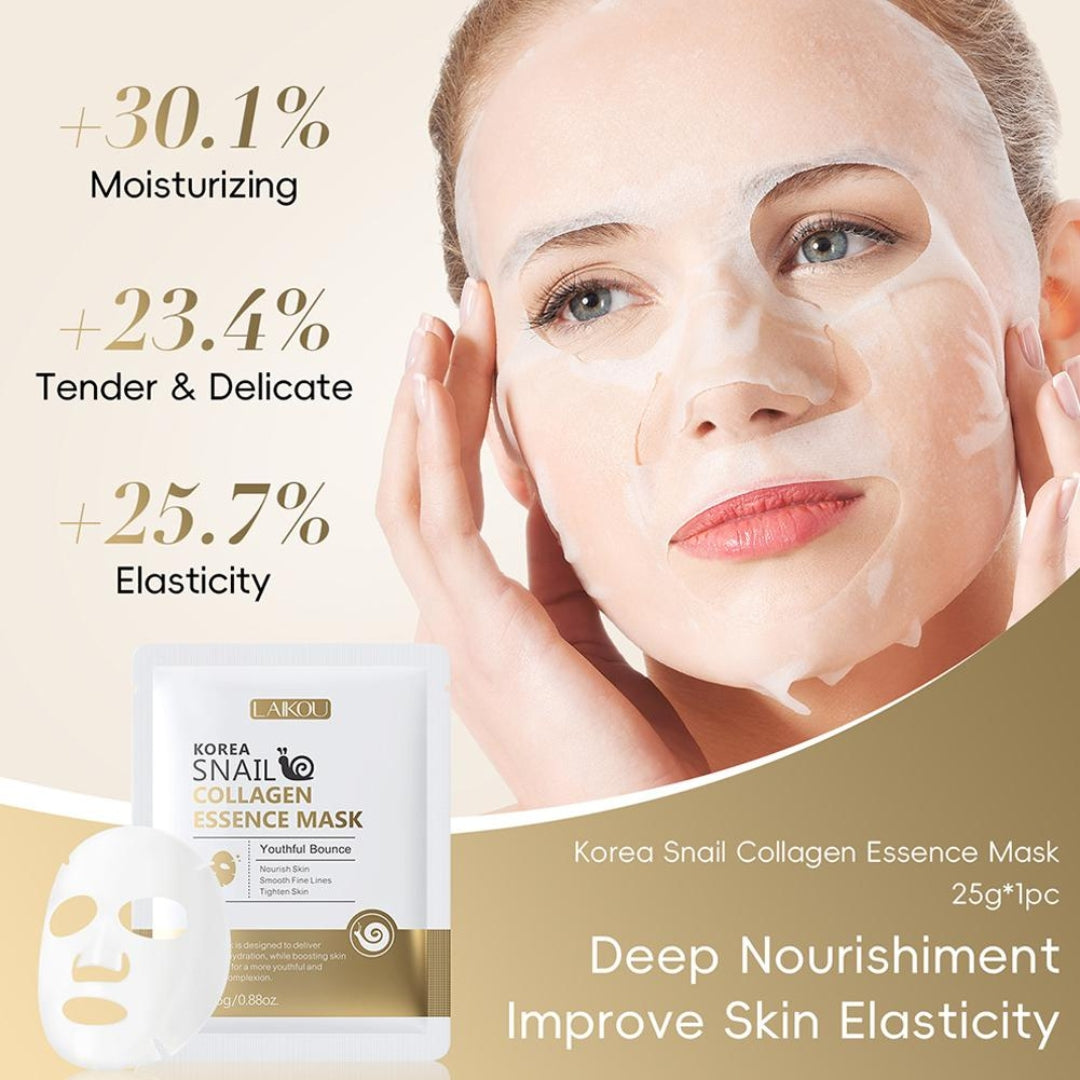 5 PCS Korea Snail Collagen Essence Facial Sheet Mask