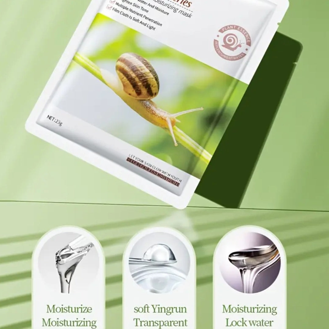 5 PCS Snail Essence Moisturizing Facial Sheet Mask