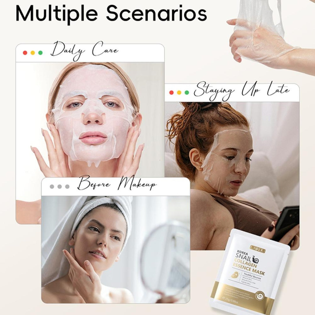 5 PCS Korea Snail Collagen Essence Facial Sheet Mask