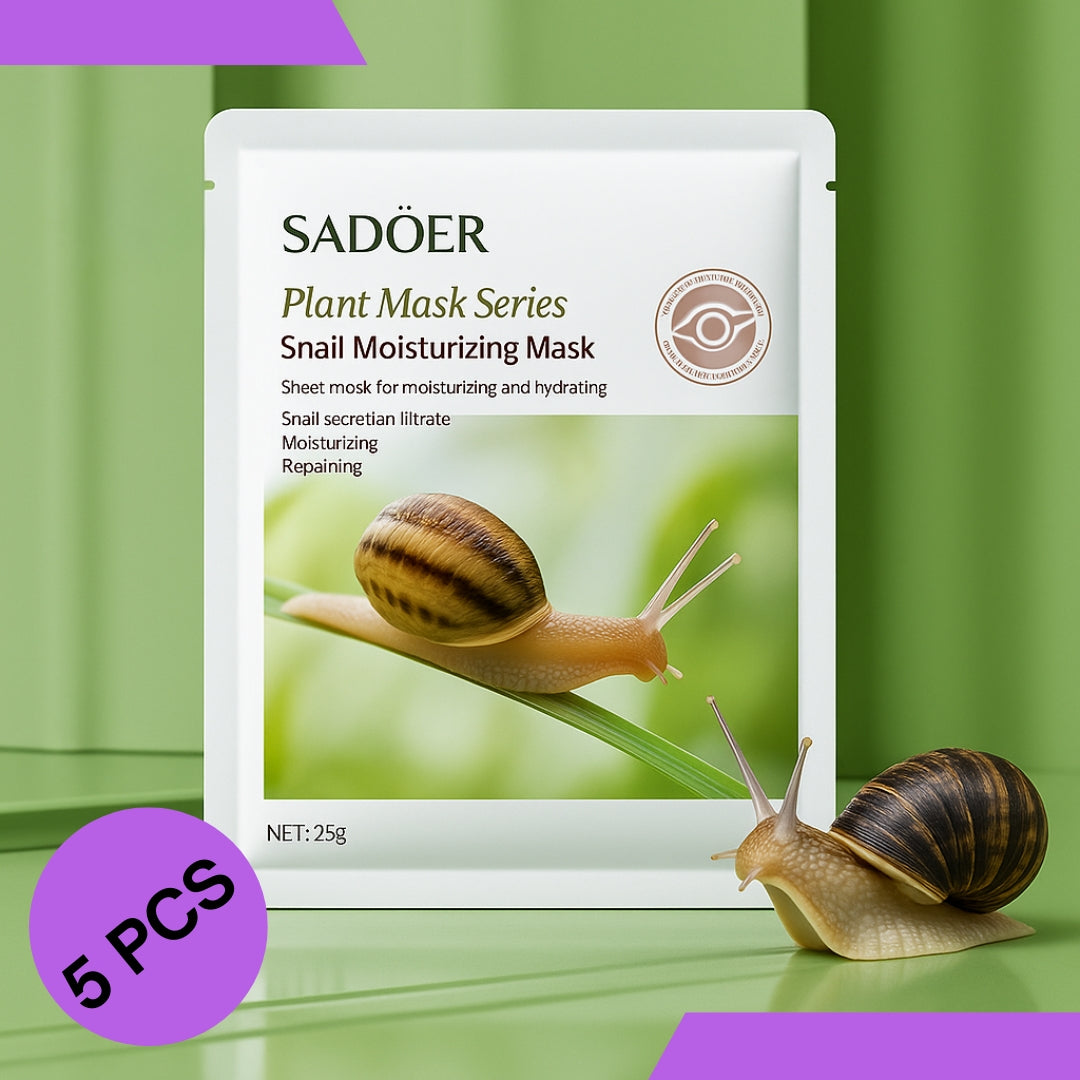 5 PCS Snail Essence Moisturizing Facial Sheet Mask